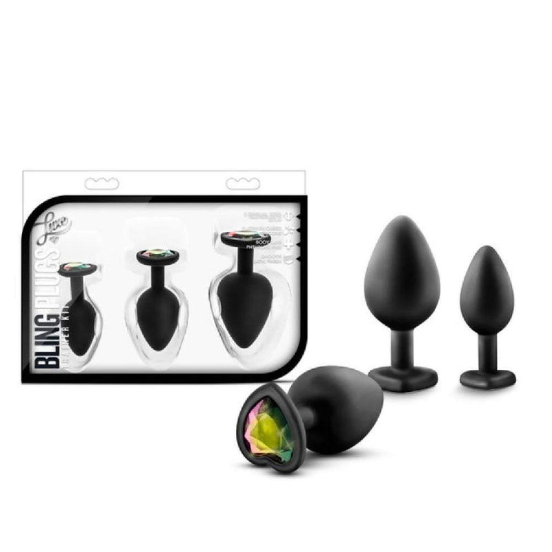 Bling Butt Plugs Training Kit (Black With Rainbow Gems) A$57.80 Fast shipping