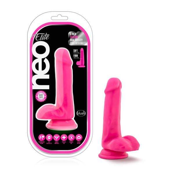 Blush Novelties Neo Elite 6’’ Dual Density Cock with Balls - Pink 15.2 cm Dong