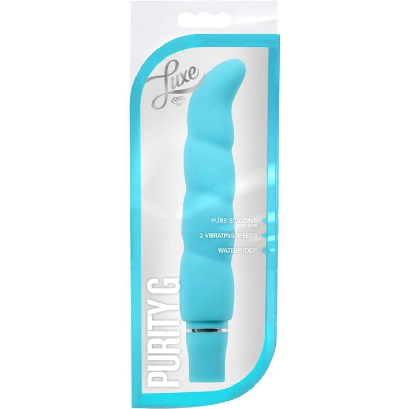 Blush Purity G 6.25 inch Pure Silicon 10 Vibrating functions Ribbed Shape - Aqua