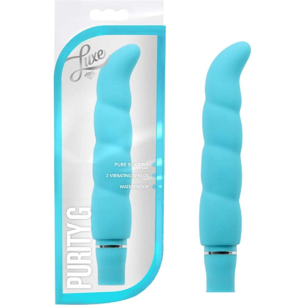 Blush Purity G 6.25 inch Pure Silicon 10 Vibrating functions Ribbed Shape - Aqua