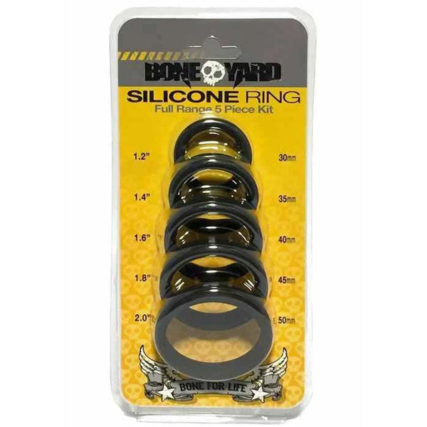 Boneyard Silicone Ring 5 Pcs Kit - Black Cock Rings - Set of 5 Sizes A$67.45