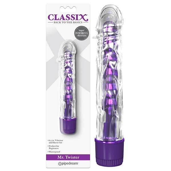 Classix Mr Twister - Metallic Purple 16.5 cm (6’’) Vibrator with Clear Sleeve