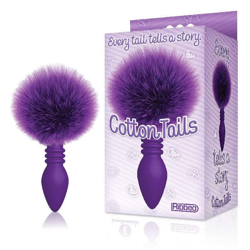 The 9’s Cottontails Ribbed Purple - Purple Butt Plug with Bunny Tail A$23.98