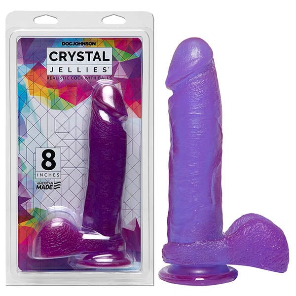 Crystal Jellies 8’’ Realistic Cock with Balls - Purple 20.3 cm Dong A$43.48 Fast
