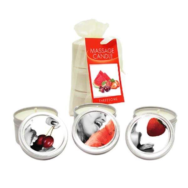 Edible Massage Candle Threesome - Cherry Strawberry & Melon Flavoured Candles -