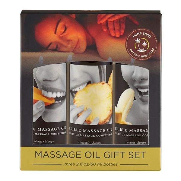 Edible Tropical Massage Oil Trio - Mango Pineapple & Banana Flavoured - 3 x 59