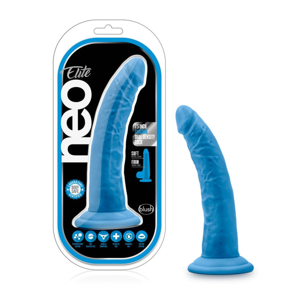 Neo Elite 7.5in Silicone Dual Density Cock Neon Blue A$50.83 Fast shipping