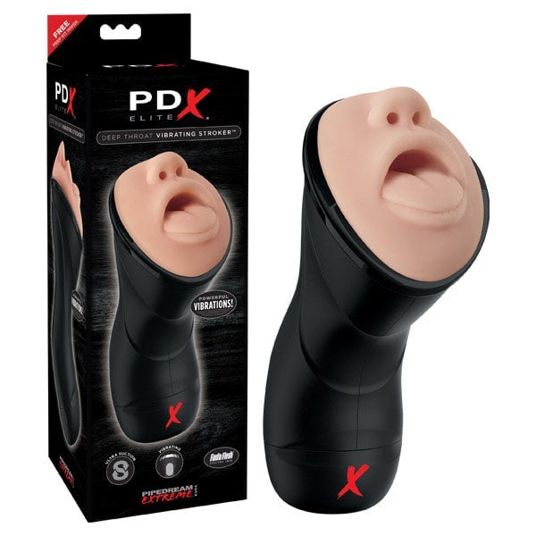 PDX Elite Deep Throat Vibrating Stroker - Flesh Vibrating Mouth Stroker A$121.28