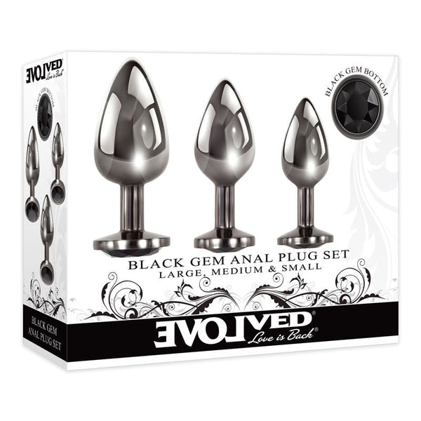Evolved Black Gem Anal Plug Set - Metallic Butt Plugs - Set of 3 Sizes A$67.99