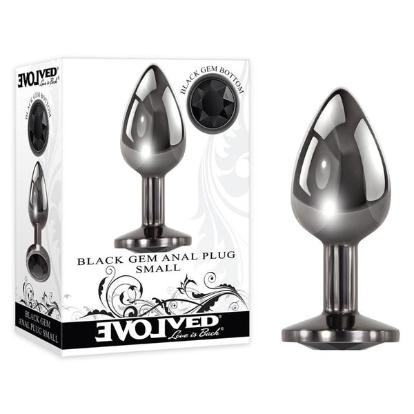 Evolved Black Gem Anal Plug - Small - Metallic 7.1 cm Small Butt Plug with Black