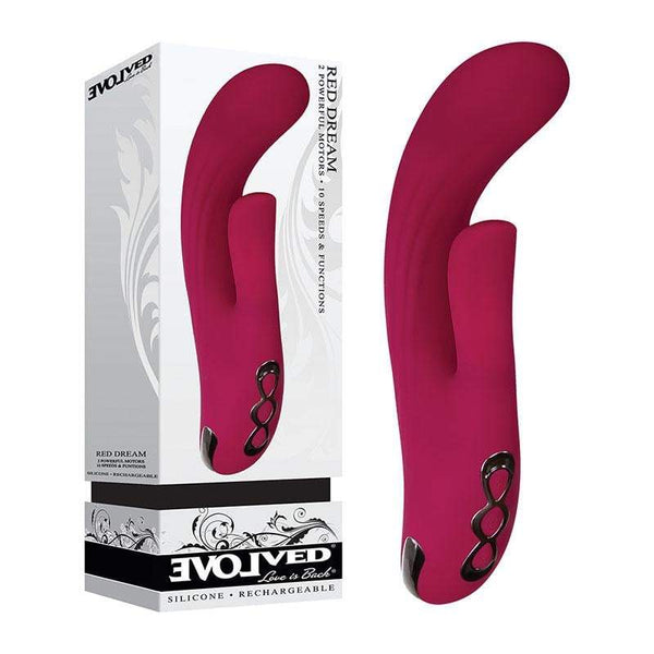 Evolved Red Dream - Burgundy Red 21 cm USB Rechargeable Rabbit Vibrator A$115.48