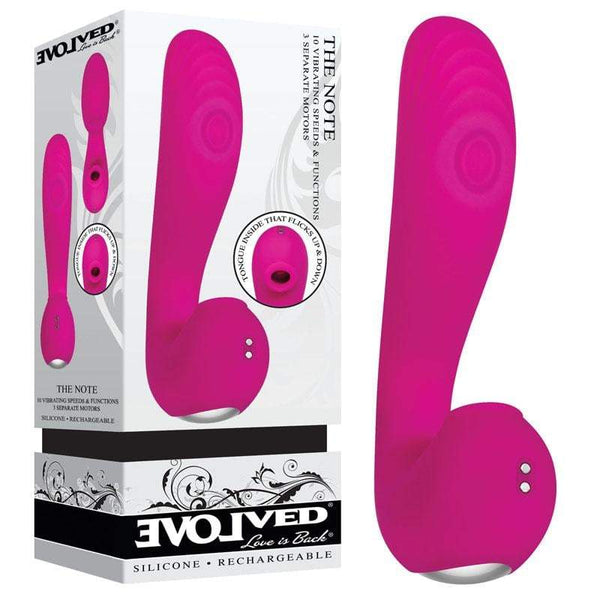 Evolved The Note - Pink 16.3 cm USB Rechargeable Vibrator with Flicking Clit