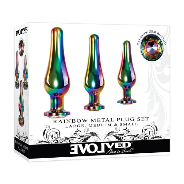 Evolved Rainbow Metal Plug Set - Coloured Butt Plugs - Set of 3 Sizes A$90.19