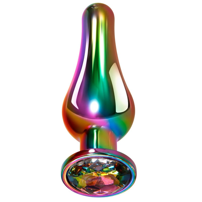 Evolved Rainbow Metal Plug - Large - Coloured 12.9 cm Large Butt Plug with Gem