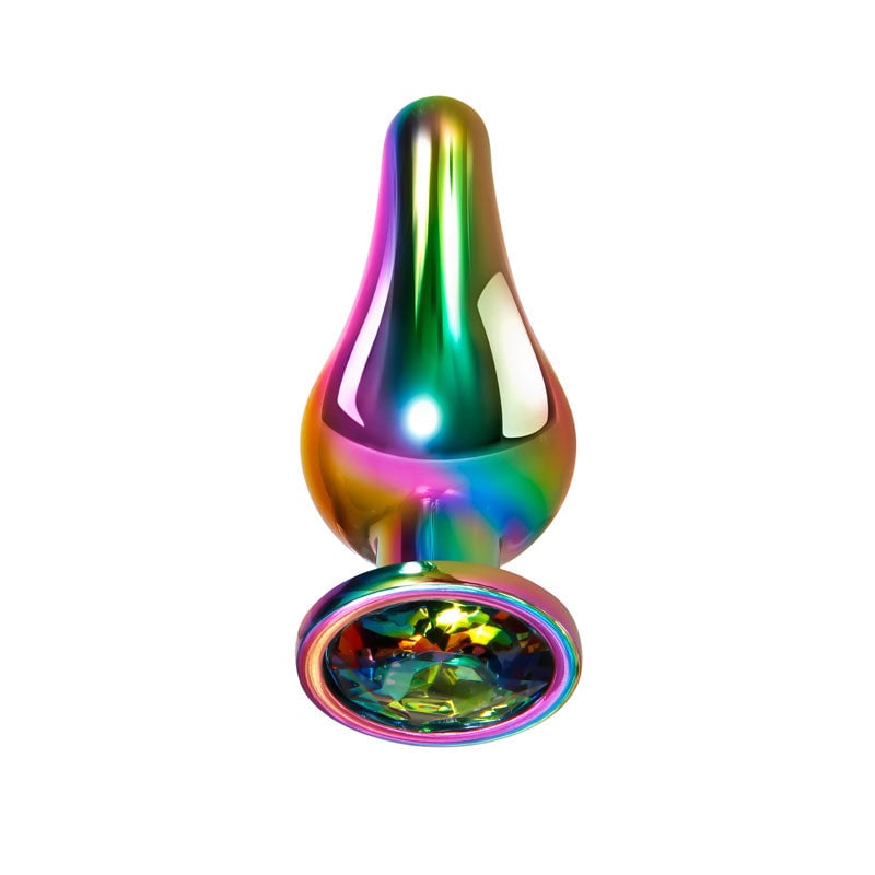 Evolved Rainbow Metal Plug - Small - Coloured 9.4 cm Small Butt Plug with Gem