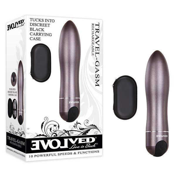 Evolved Travel-Gasm - Gray 9 cm USB Rechargeable Bullet with Travel Case A$41.63