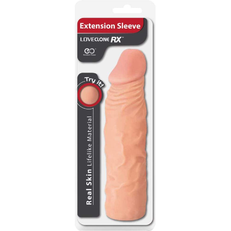 Excellent Power LoveClone RX8-inch Cock Extension Sleeve Lifelike Penis - Flesh