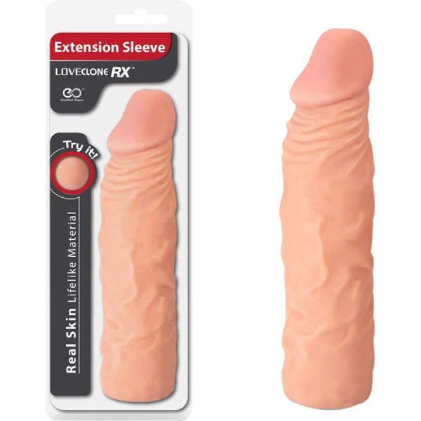 Excellent Power LoveClone RX8-inch Cock Extension Sleeve Lifelike Penis - Flesh