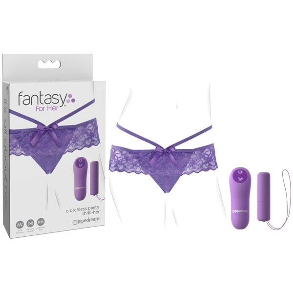 Fantasy For Her Crotchless Panty Thrill-Her - Purple Vibrating Panties