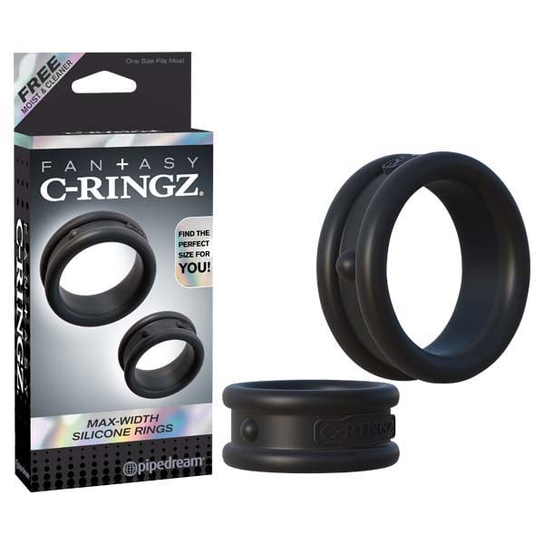 Fantasy C-Ringz Max Width Silicone Rings - Black Cock Rings - Set of 2 A$27.16