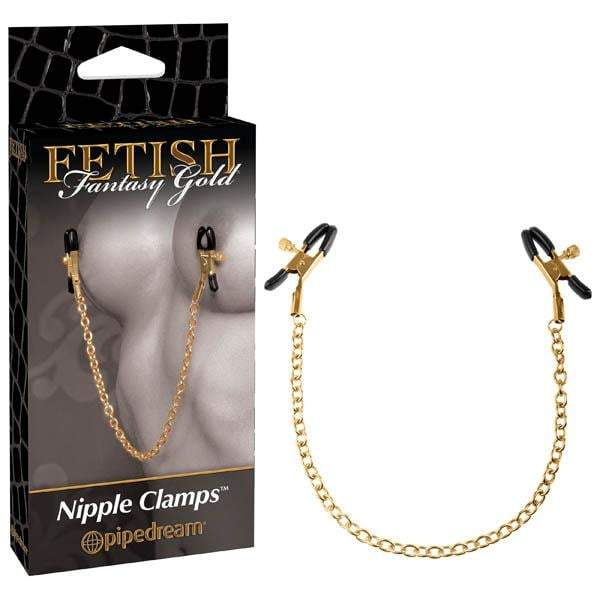 Fetish Fantasy Gold Chain Nipple Clamps - Gold Nipple Clamps with Chain A$34.34