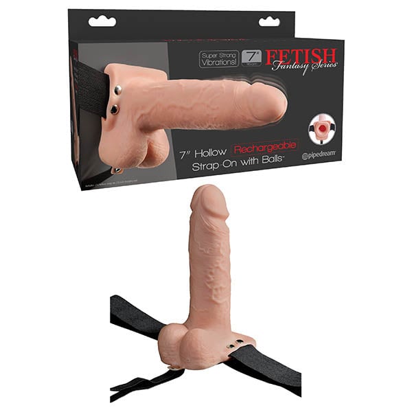 Fetish Fantasy Series 7’’ Hollow Rechargeable Strap-On with Balls - Flesh 17.8