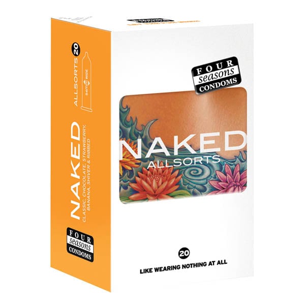 Four Seasons Naked Allsorts - Ultra Thin Lubed Condoms in 6 Styles - 20 Pack