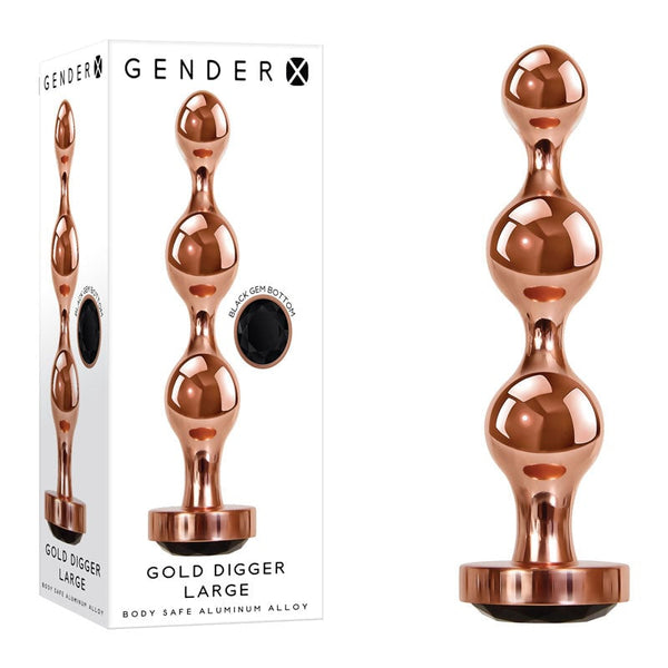 Gender X GOLD DIGGER Large - Rose Gold Large Butt Plug with Black Gem Base