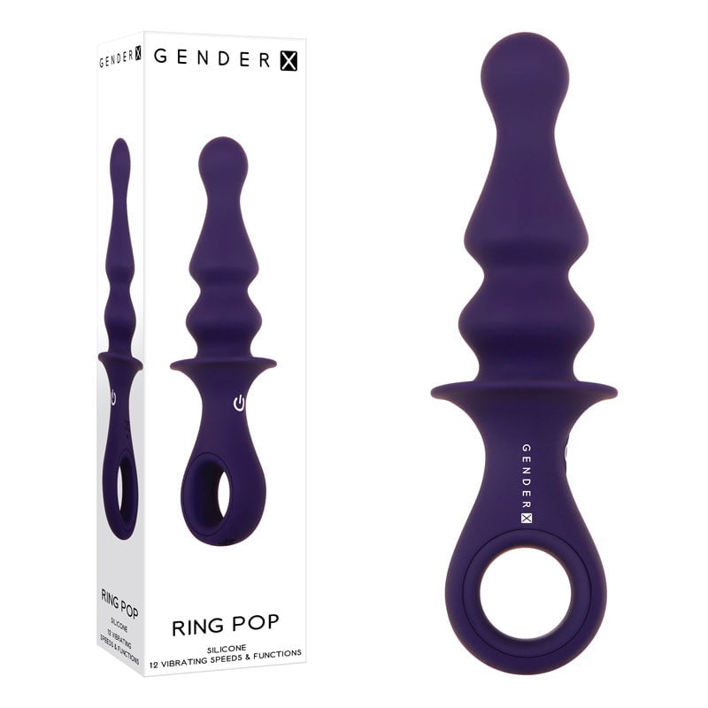 Gender X RING POP - Dark Blue 15.2 cm USB Rechargeable Vibrating Anal Plug