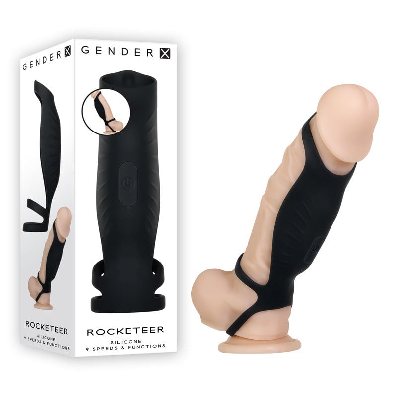 Gender X ROCKETEER - Black USB Rechargeable Vibrating Penis Sleeve A$70.28 Fast
