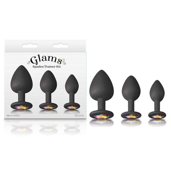 Glams Spades Trainer Kit - Black Butt Plugs with Gems - Set of 3 Sizes A$51.78