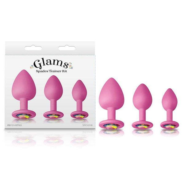 Glams Spades Trainer Kit - Pink Butt Plugs with Gems - Set of 3 Sizes A$51.78