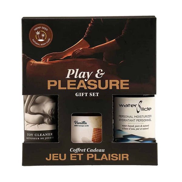 Hemp Seed Play & Pleasure Gift Set - Vanilla Flavoured Edible Candle with Lube &