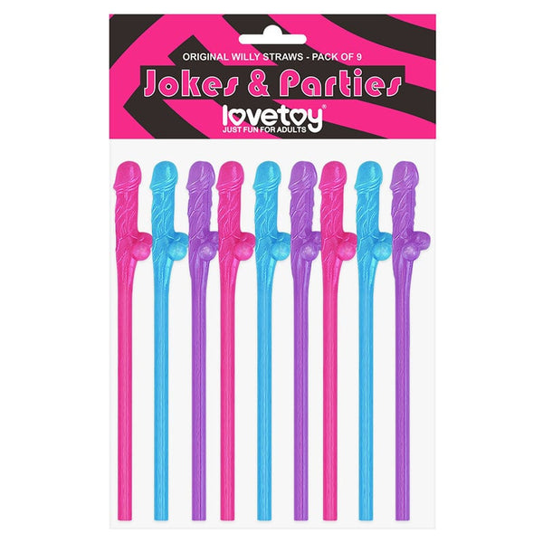 Jokes & Parties Original Willy Straws - Coloured Dicky Straws - Set of 9 A$8.23