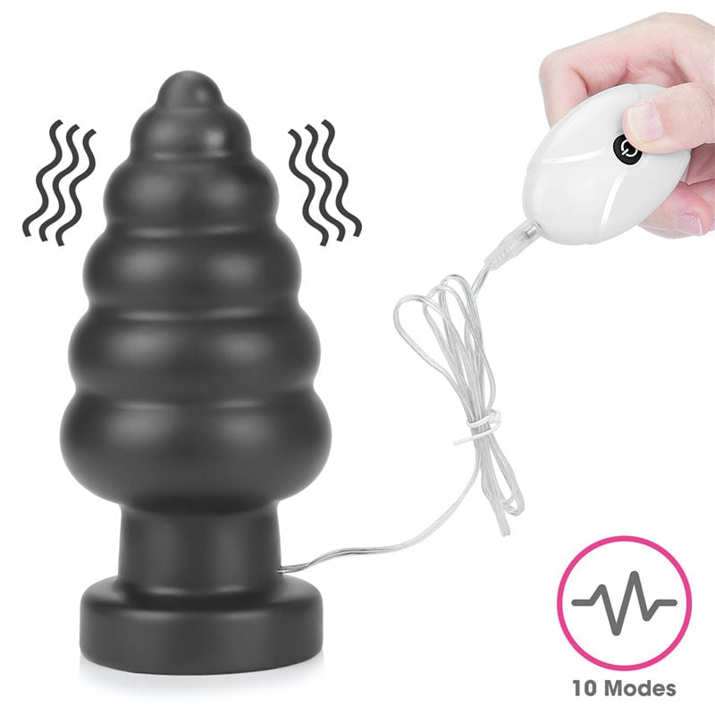 King Sized 7’’ Vibrating Anal Cracker - Black 17.8 cm XL Vibrating Butt Plug