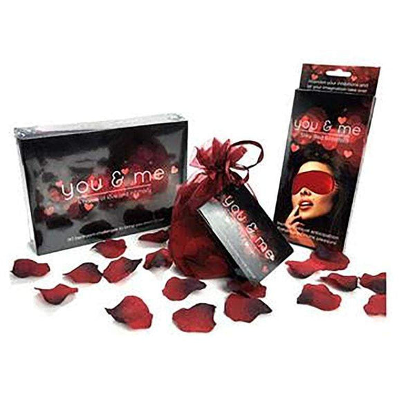 You And Me Lovers Bundle - Couples Game with Blindfold & Rose Petals A$40.98