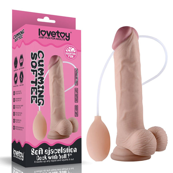 Lovetoy Cumming Softee Soft Ejaculation Cock 9’’ with Balls - Flesh 22.9 cm