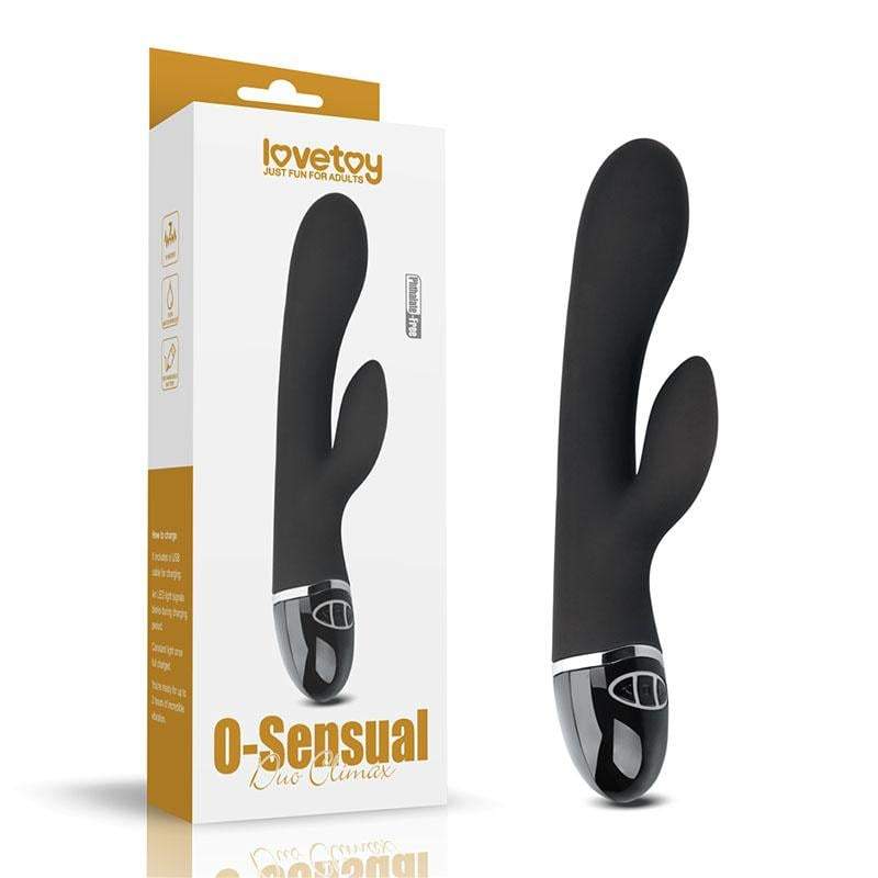 Lovetoy O-Sensual Clit Duo Climax - Black 21 cm USB Rechargeable Rabbit Vibrator