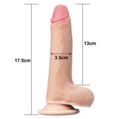 Lovetoy Sliding Skin Dual Layer Dong - Flesh 17.8 cm (7’’) Dong with Flexible