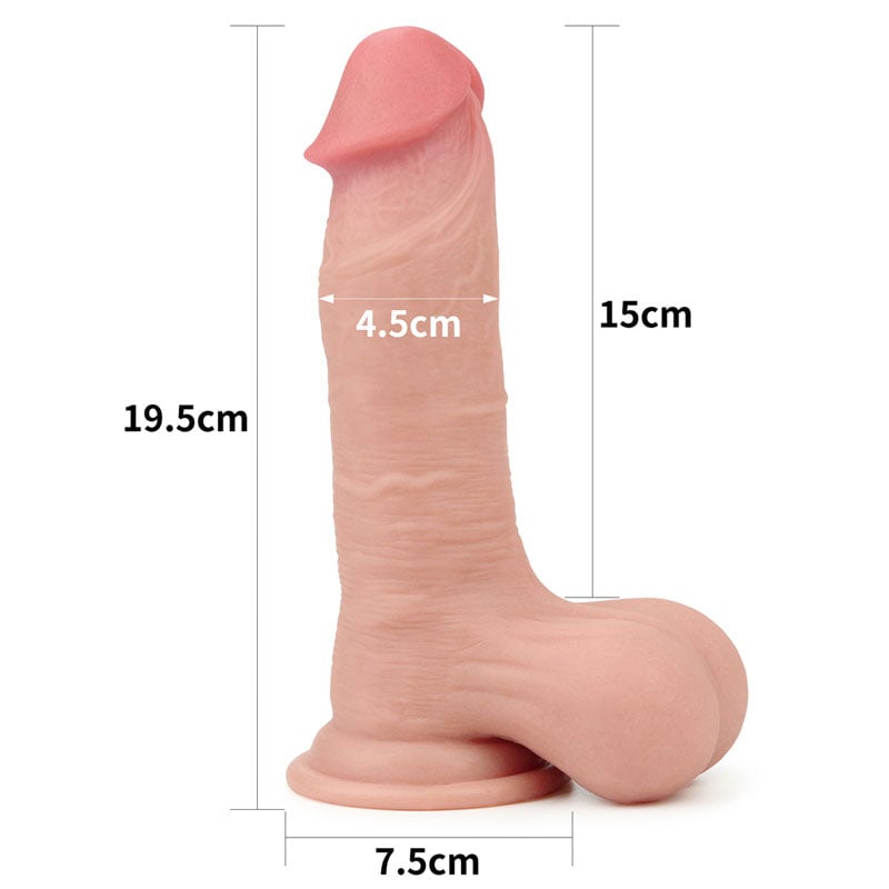 Lovetoy Sliding Skin Dual Layer Dong - Flesh 19.5 cm (7.8’’) Dong with Flexible