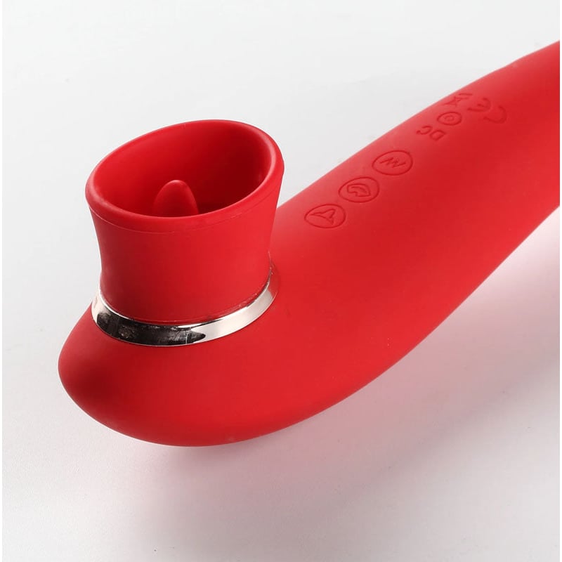 Maia Destiny - Red USB Rechargeable Suction Fluttering Tongue Vibrator Wand