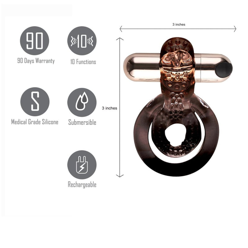 Maia Jayden - Rose Gold USB Rechargeable Vibrating Cock & Ball Rings A$44.86