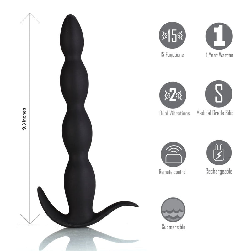 Maia Mason - Black 23.6 cm USB Rechargeable Anal Beads with Wireless Remote