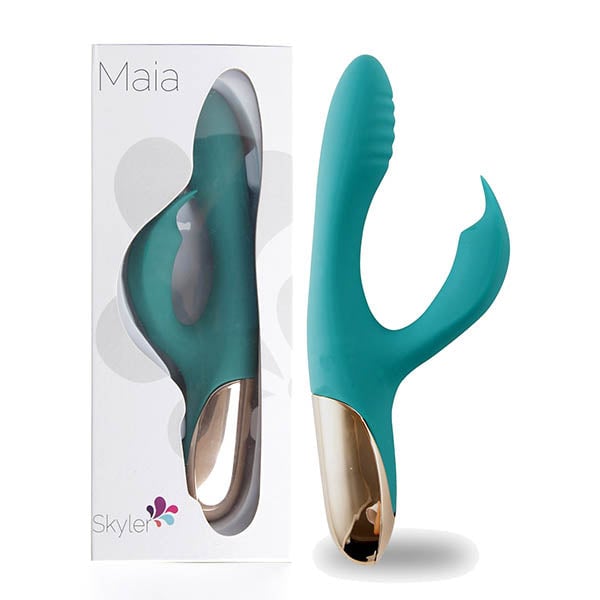 Maia Skyler - Green 21.6 cm USB Rechargeable Bendable Rabbit Vibrator A$94.88