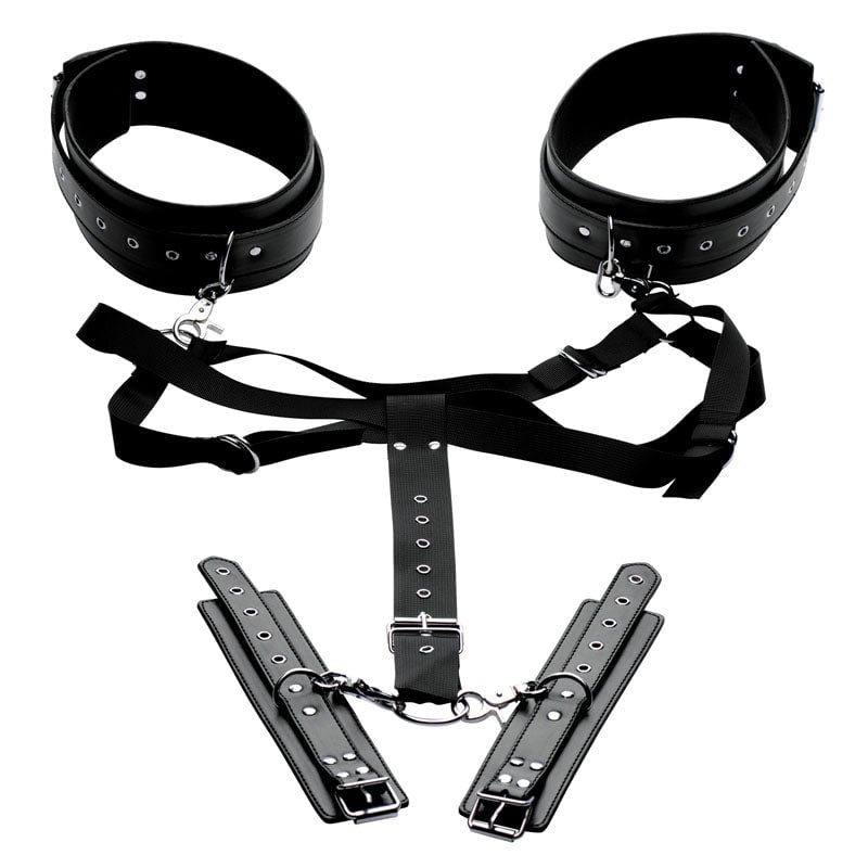 Master Series Acquire Thigh Harness & Wrist Cuffs - Black Restraints A$86.36