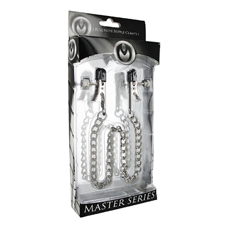 Master Series Ox Bull Nose Nipple Clamps - Metal Nipple Clamps with Chain