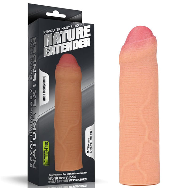 Nature Extender 1’’ Silicone Uncut Sleeve - Flesh 2.5 cm Penis Extender Sleeve