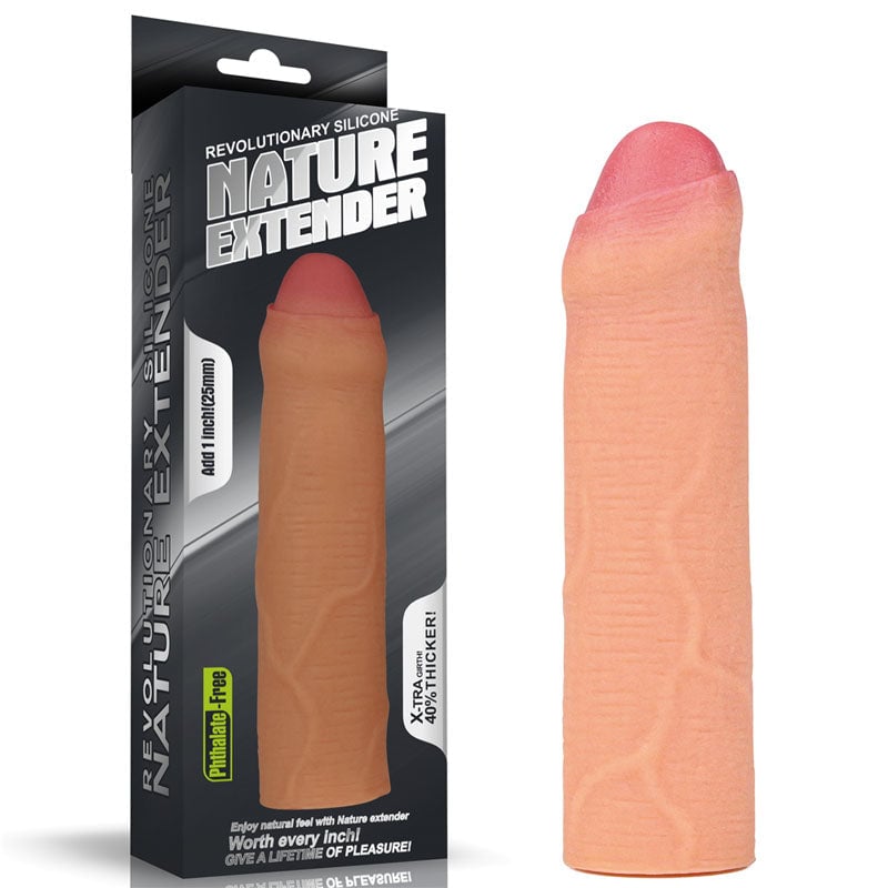 Nature Extender 1’’ Silicone Uncut Sleeve - Flesh 2.5 cm Penis Extender Sleeve