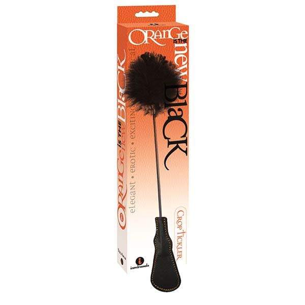 The 9’s Orange Is The New Black Riding Crop & Tickler - Black Feather Crop