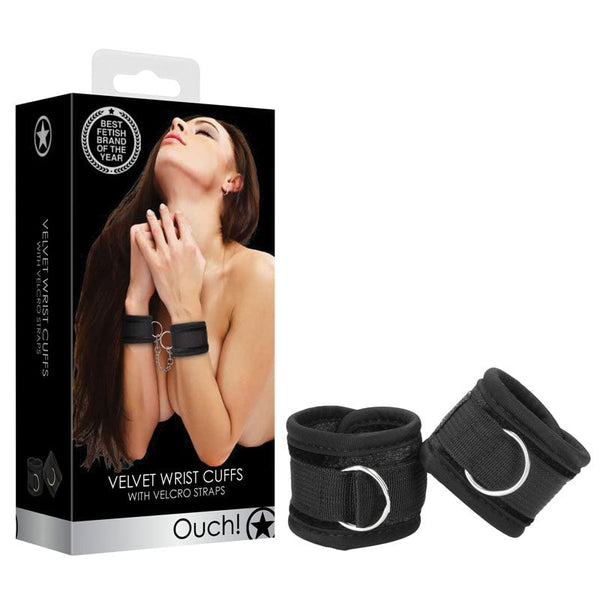 OUCH! Velvet & Velcro Adjustable Handcuffs - Black Restraints A$28.19 Fast